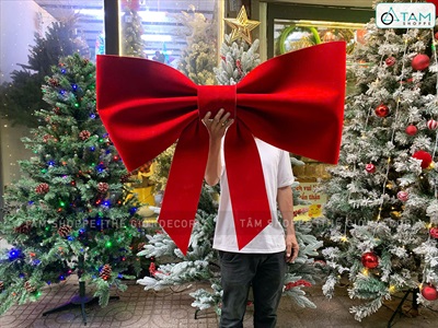 [Order 3 - 4 ngày] Nơ đỏ Bitis phun nhung 2 cánh - 2 lớp [Đứng form - Nhiều cỡ] PK-NO-08